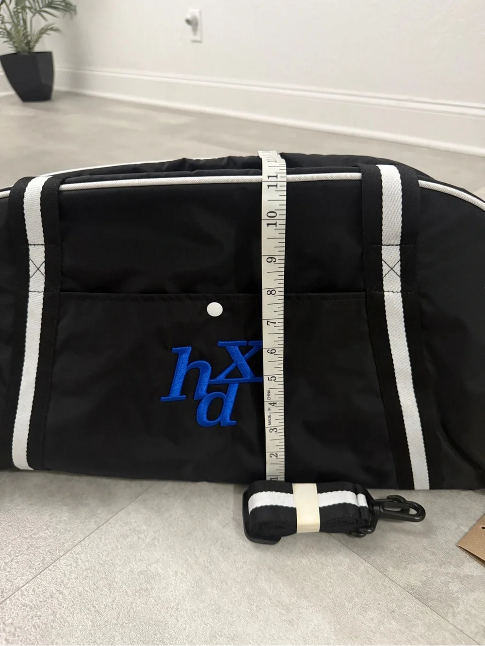 HDEX Black Duffel Bag with White Straps